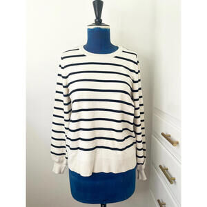 Marled White and Black Striped Women's Sweater